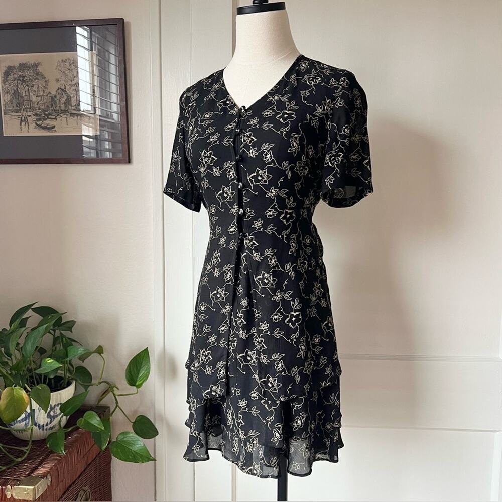 Vintage Liz Claiborne Black Floral Dress
